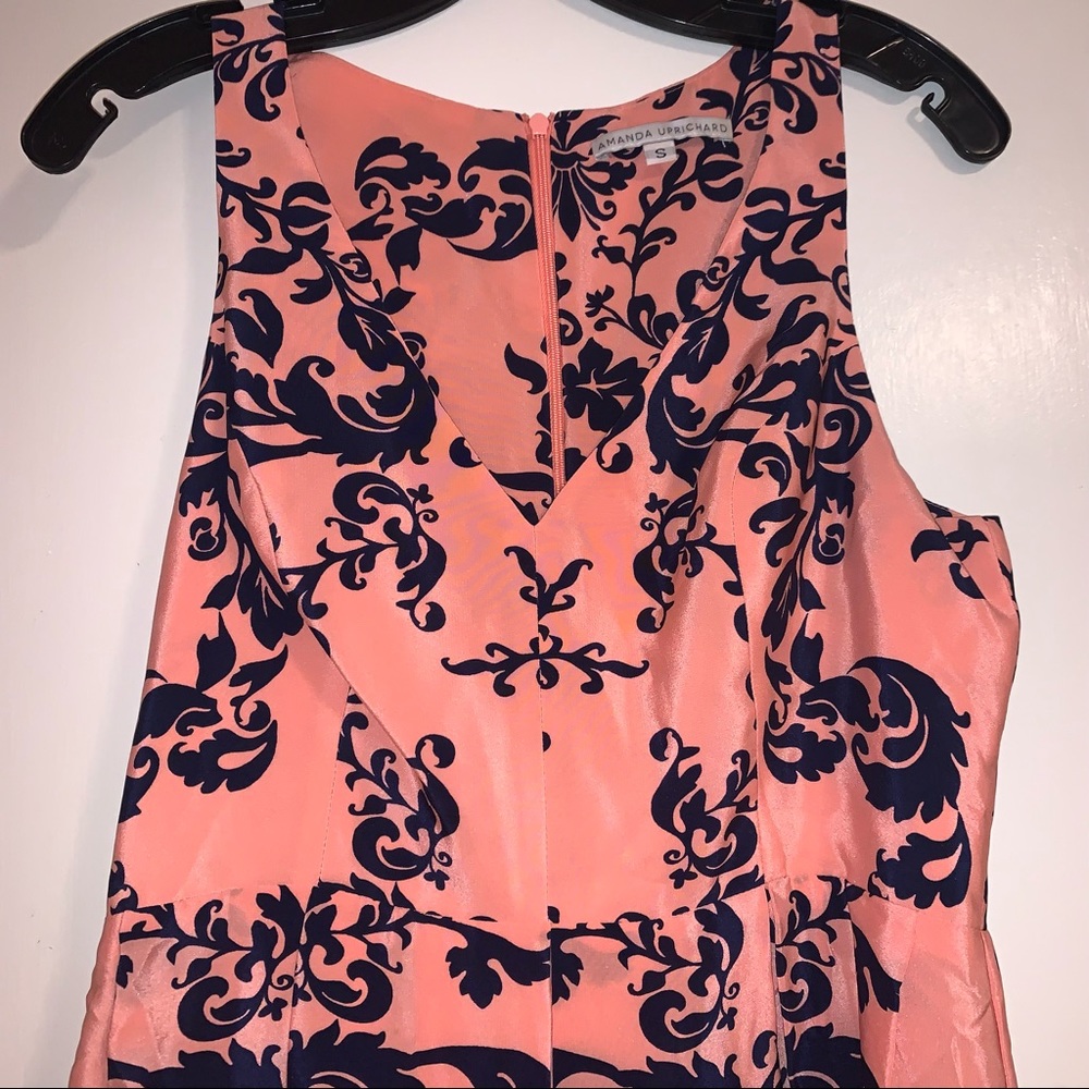 Amanda Uprichard Coral and Navy Dress - Picture 2 of 4